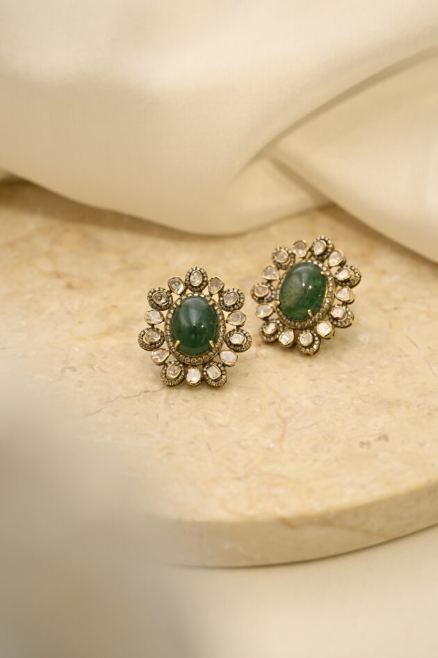 Emerald Polki Studs - Image 8