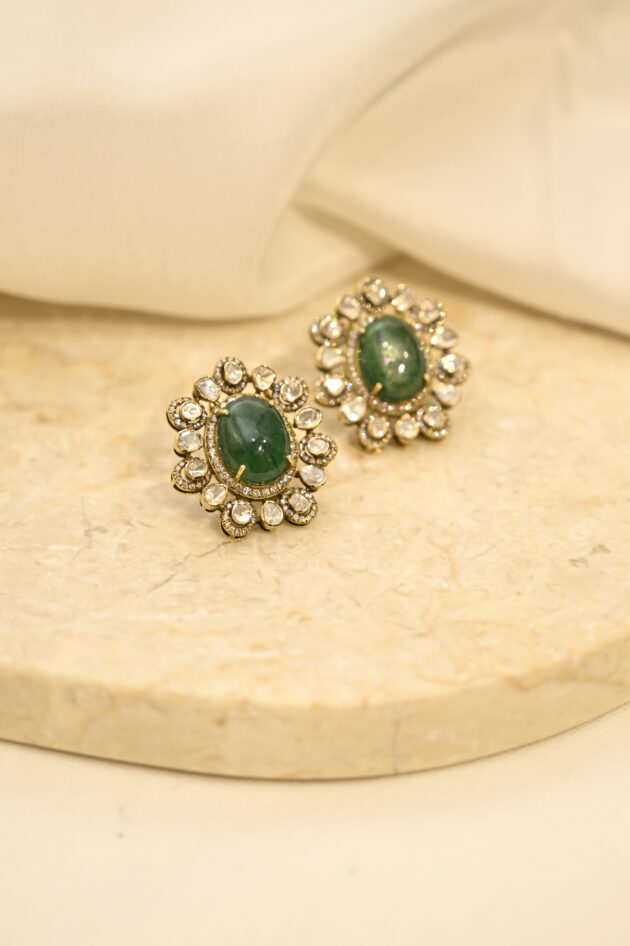 Emerald Polki Studs - Image 5