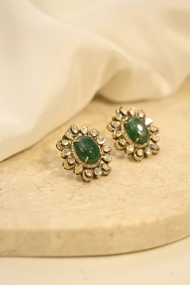 Emerald Polki Studs - Image 3