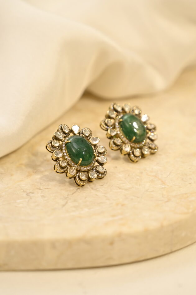 Emerald Polki Studs - Image 7