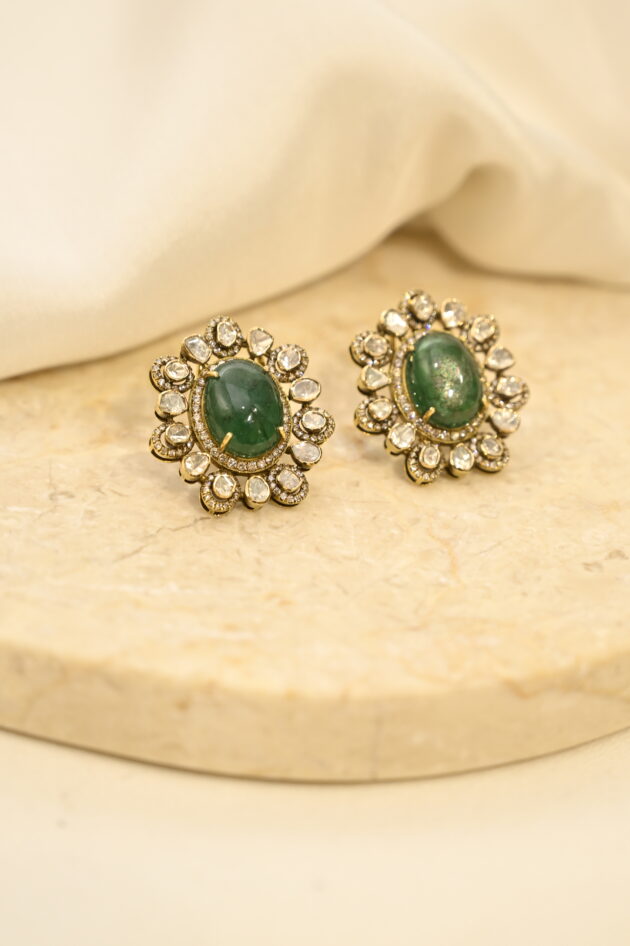 Emerald Polki Studs - Image 2
