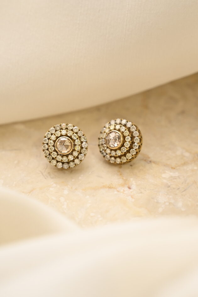 Brown Rosecut and Diamond Studs - Image 4