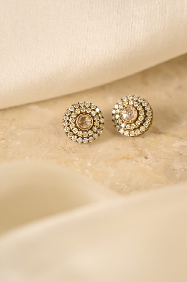 Brown Rosecut and Diamond Studs - Image 3