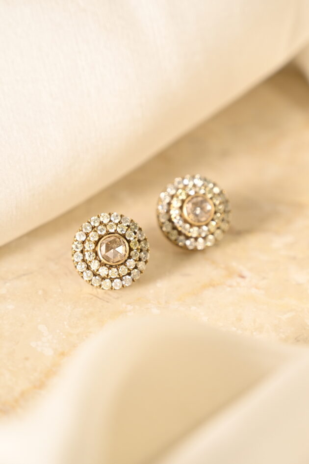 Brown Rosecut and Diamond Studs