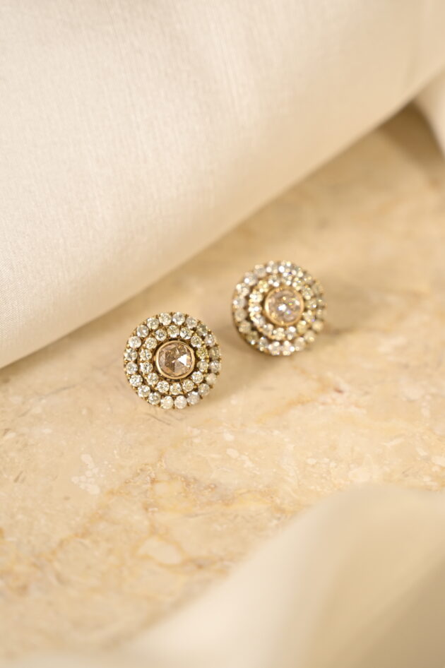 Brown Rosecut and Diamond Studs - Image 2