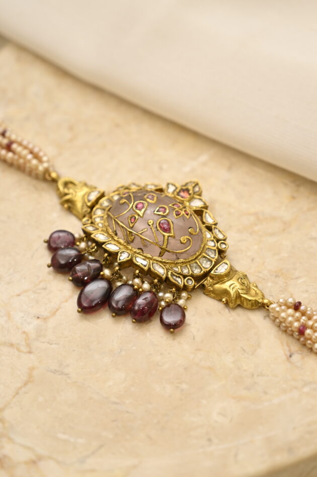 Rosequartz & Nakshi Elephant Chic Choker - Image 6
