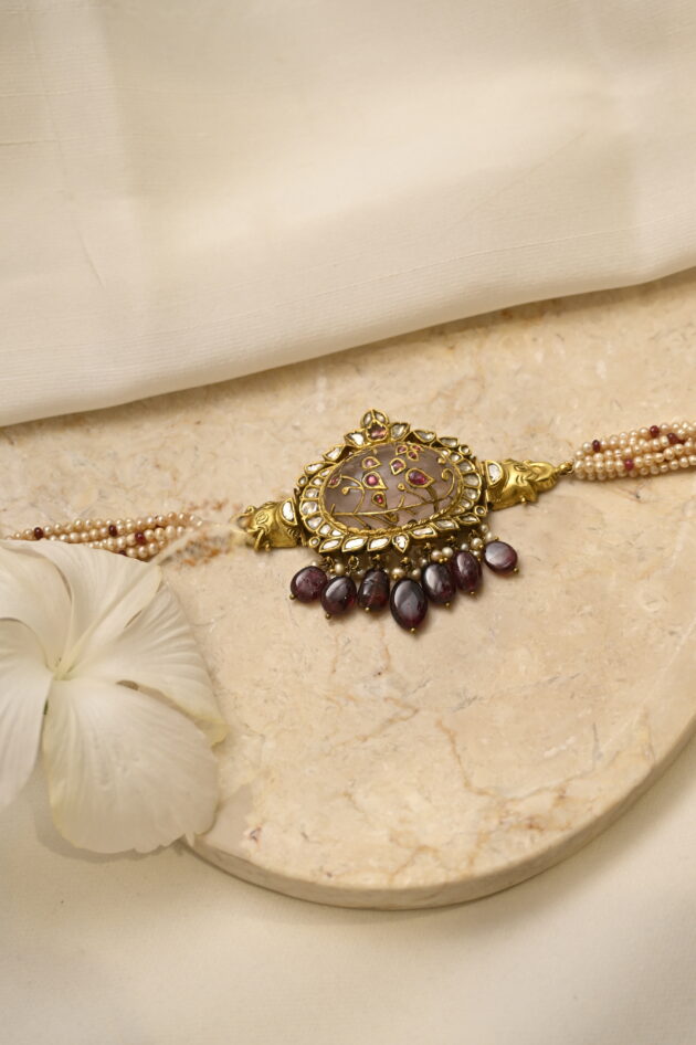 Rosequartz & Nakshi Elephant Chic Choker - Image 4