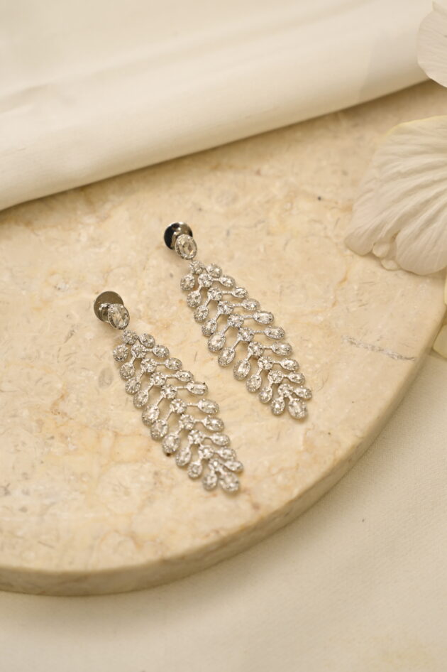 Rosecut & Diamond Long Earrings
