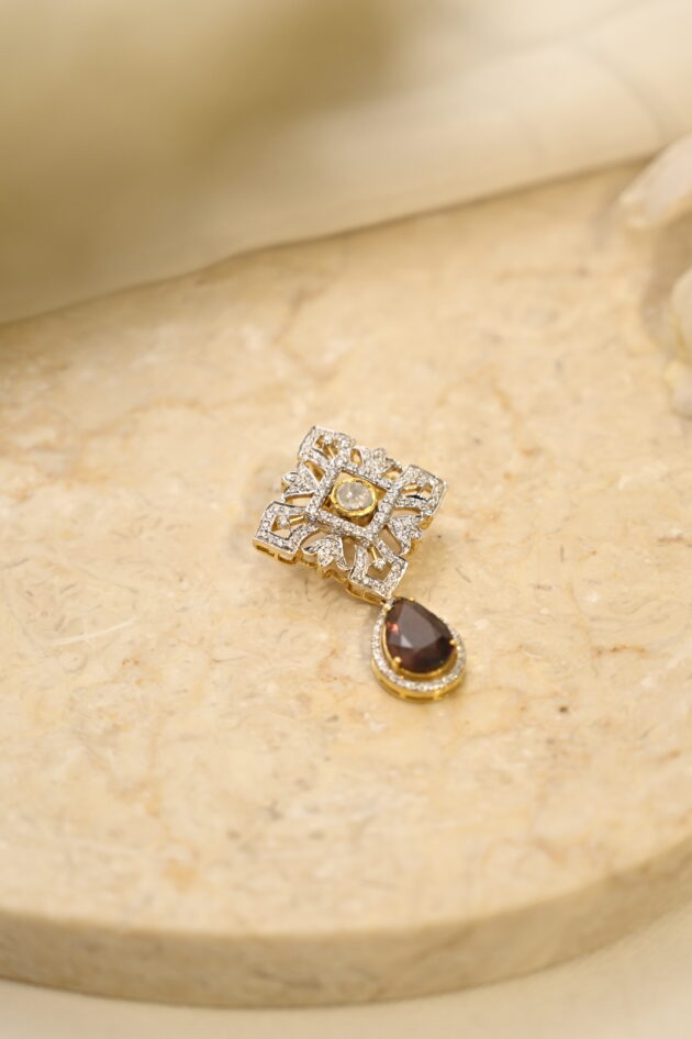 Diamond & Polki with Tourmilne Drop Pendant - Image 5