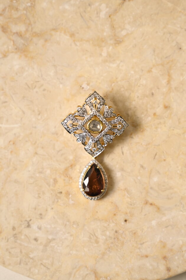 Diamond & Polki with Tourmilne Drop Pendant