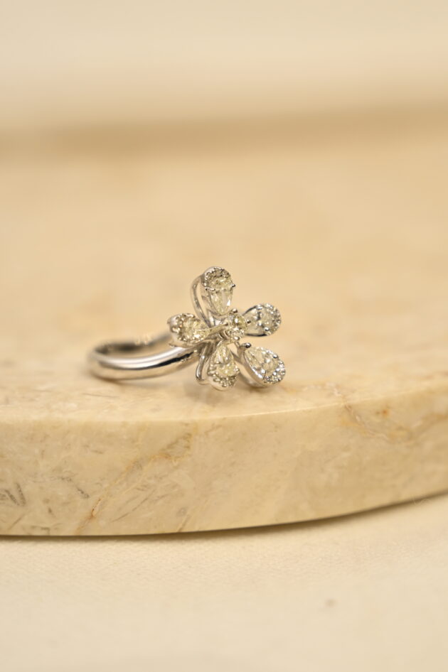 Diamond 2 Layer Flower Ring