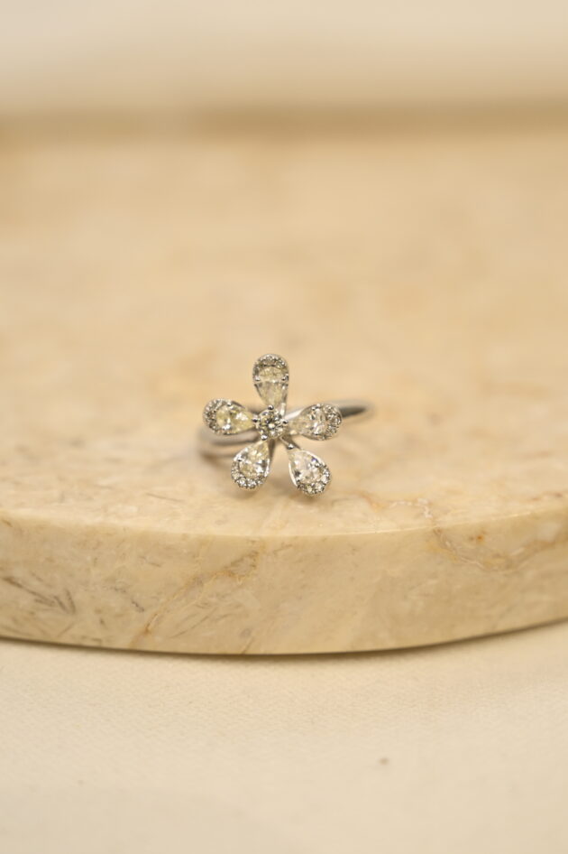 Diamond 2 Layer Flower Ring - Image 6