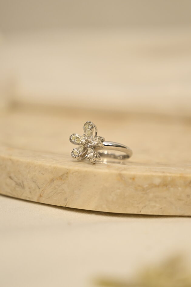 Diamond 2 Layer Flower Ring - Image 3