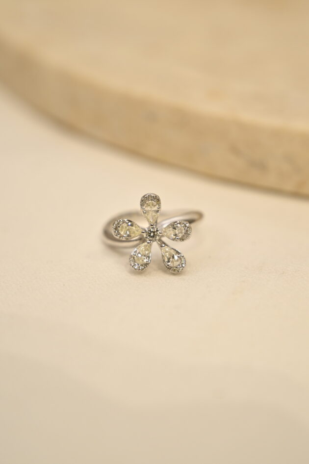 Diamond 2 Layer Flower Ring - Image 5