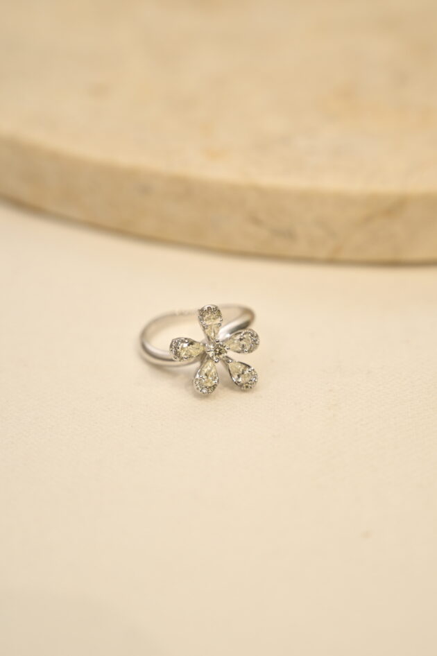 Diamond 2 Layer Flower Ring - Image 2