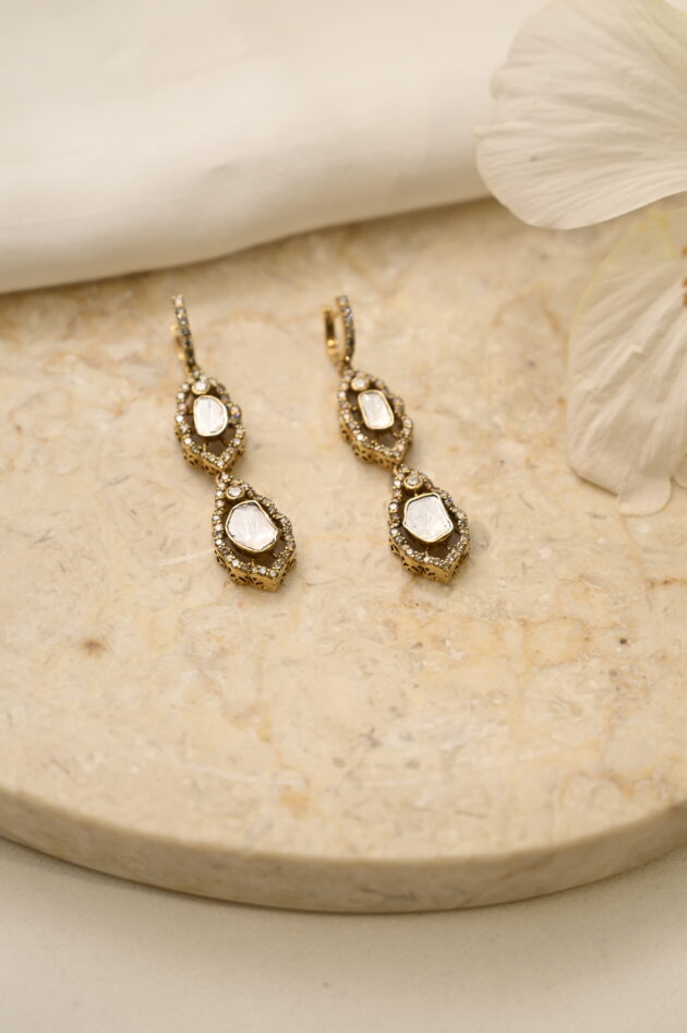 Tulip Dual Polki Bali Earrings - Image 2