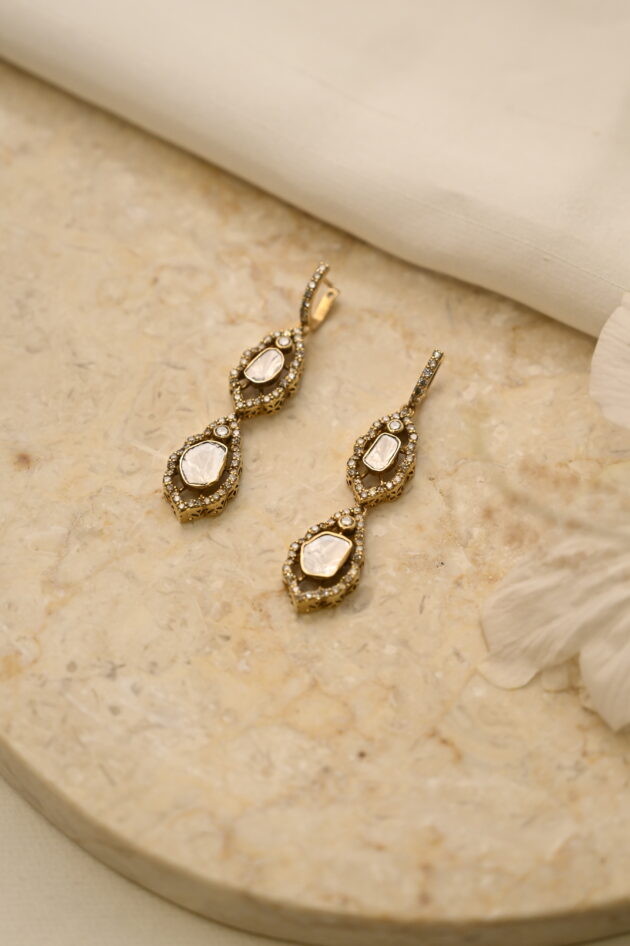 Tulip Dual Polki Bali Earrings - Image 3