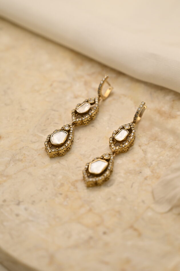 Tulip Dual Polki Bali Earrings