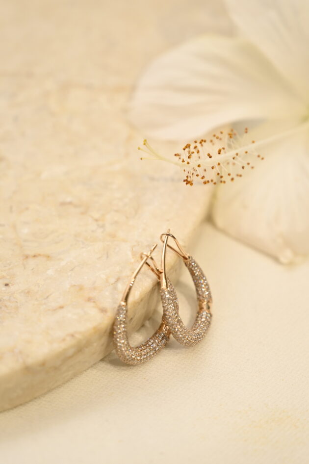 Diamond thick Large Hoops - Image 2