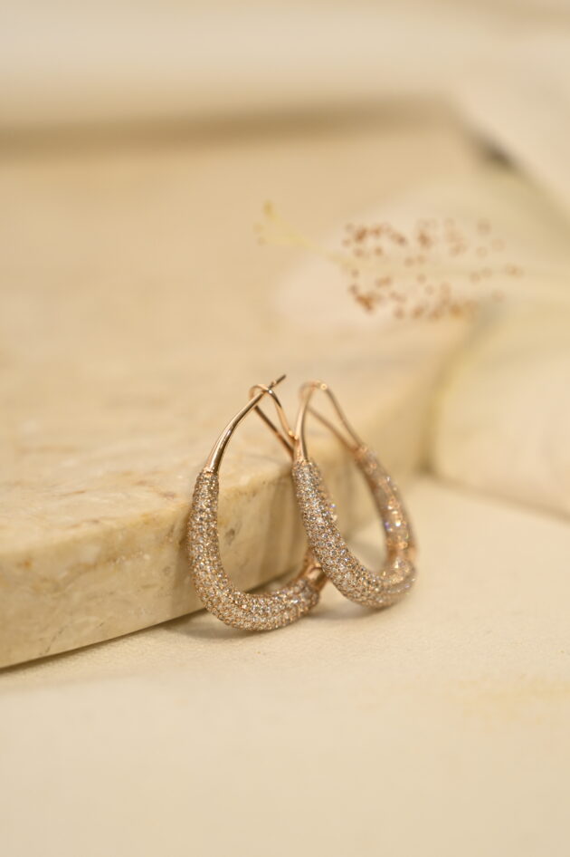 Diamond thick Large Hoops - Image 3