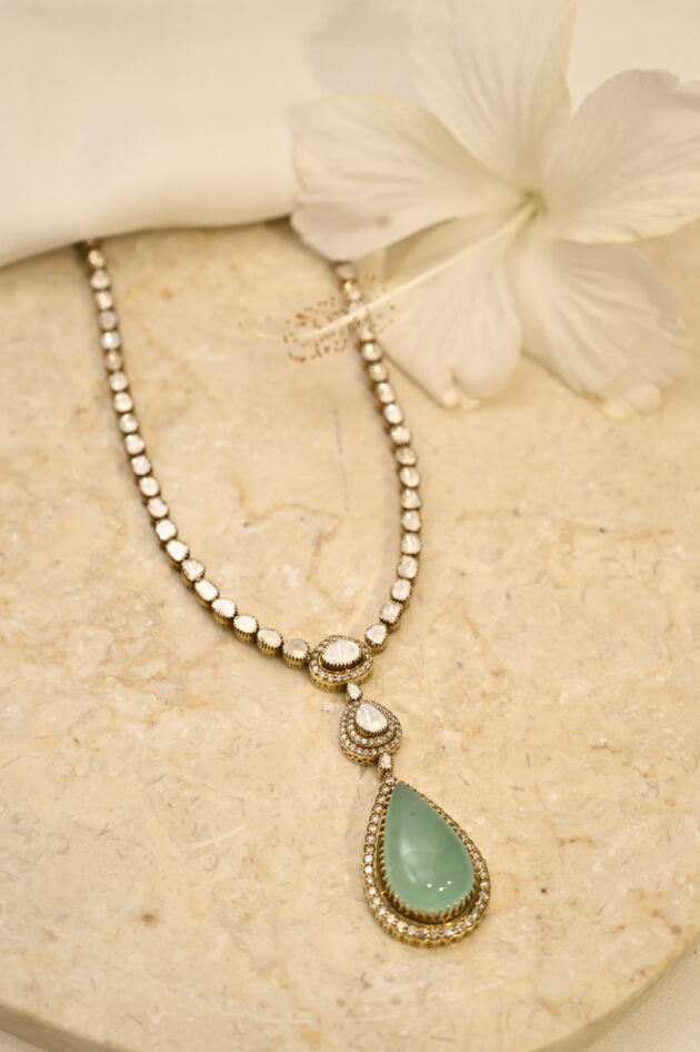 Russian Emerald & Polki Long Cocktail Necklace