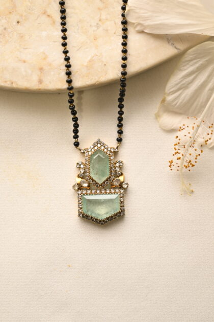 Russian Emereld & Polki Black Beads