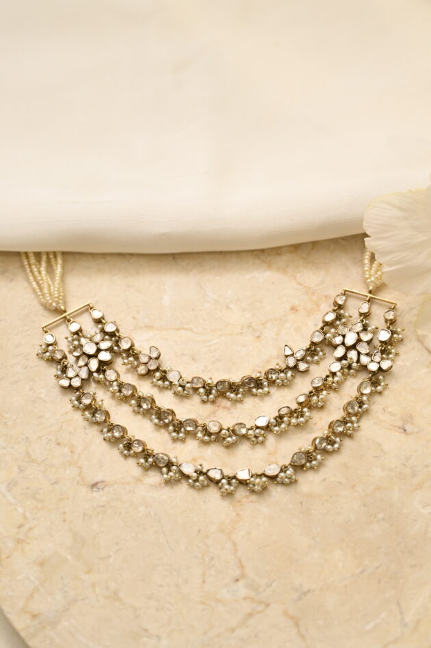 Polki & Pearl 3 Layer Necklace