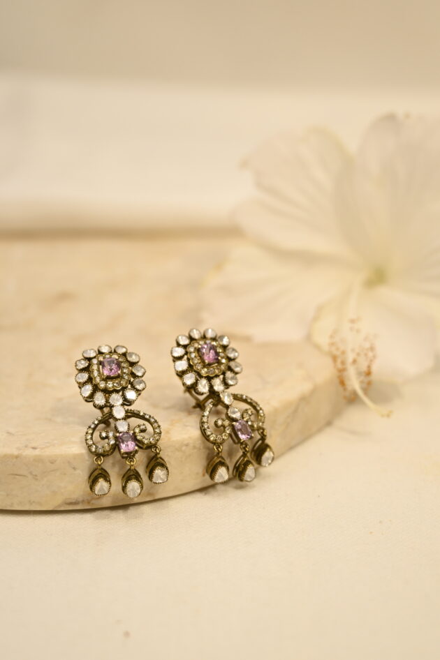 Spinel and Polki Earrings - Image 2