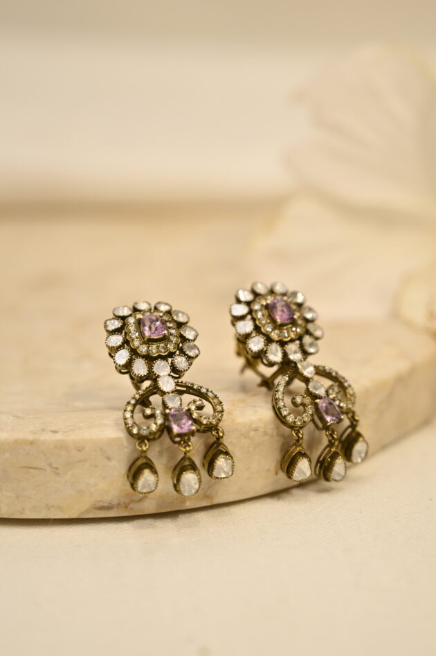 Spinel and Polki Earrings