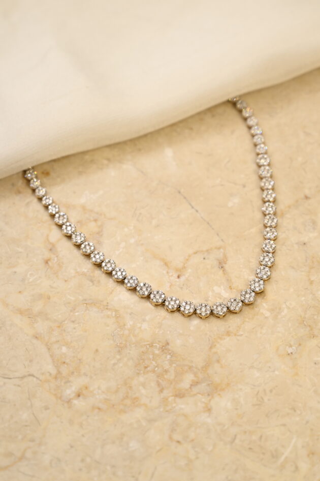 3 Line Detachable Diamond Necklace with Changeable Gemstones - Image 4
