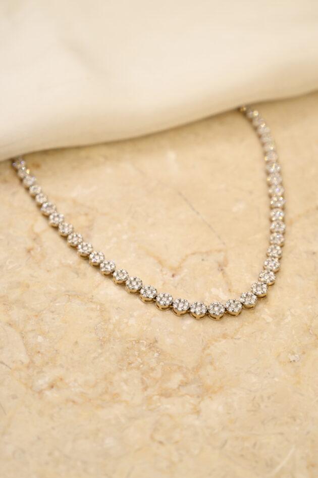 3 Line Detachable Diamond Necklace with Changeable Gemstones - Image 3