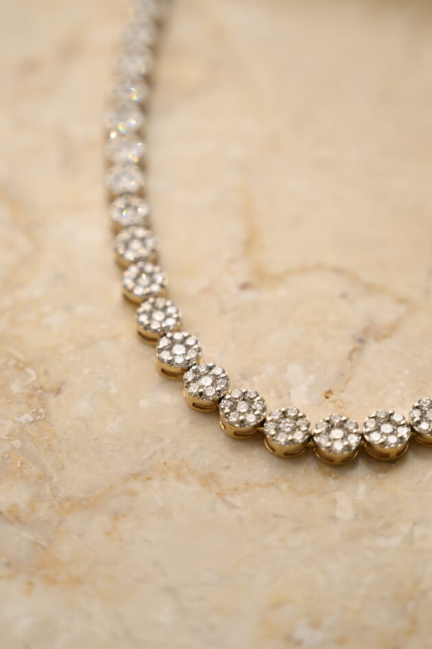 3 Line Detachable Diamond Necklace with Changeable Gemstones - Image 2