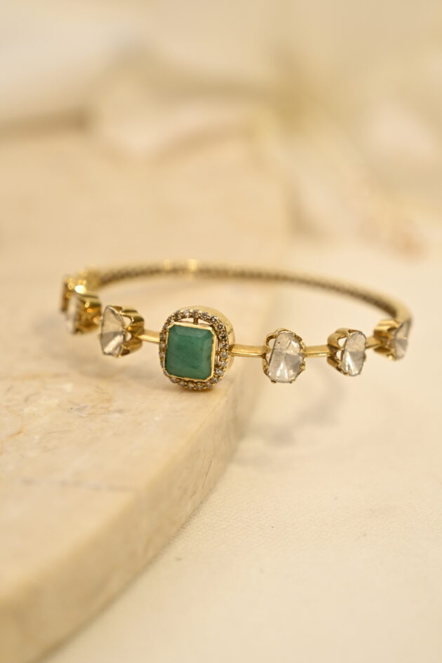 Polki & Emerald Kada Bracelet