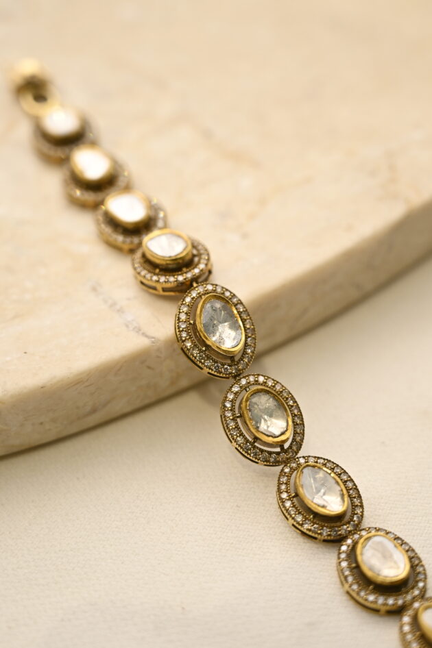 Polki Ovalish Tennis Bracelet - Image 2