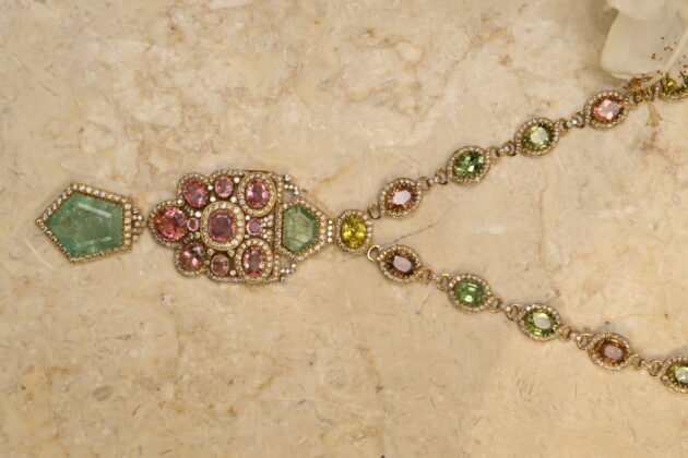 Multi Tourmaline Art Deco Victorian Long Necklace - Image 2