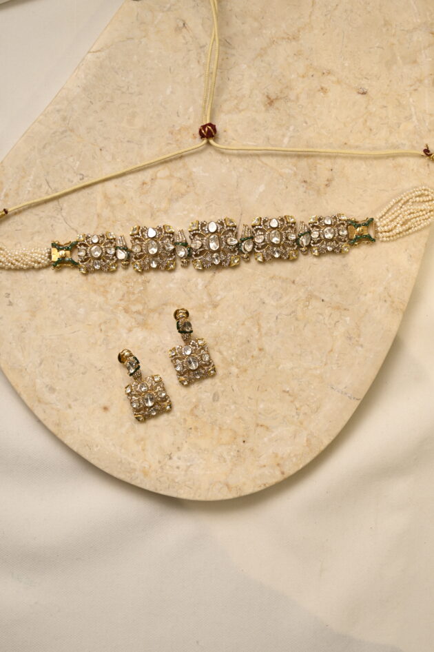 Parrot Polki Choker / Bracelet with Earrings