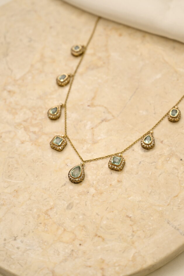 Russian Emerald & Diamond Dainty Chain - Image 3