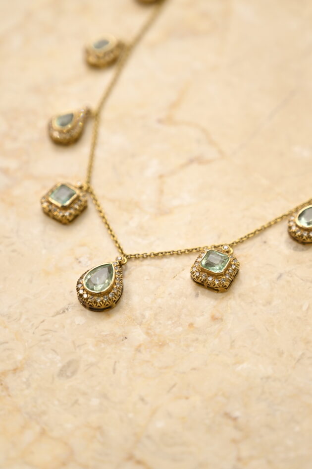 Russian Emerald & Diamond Dainty Chain