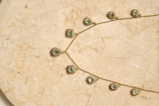 Russian Emerald & Diamond Dainty Chain - Image 2