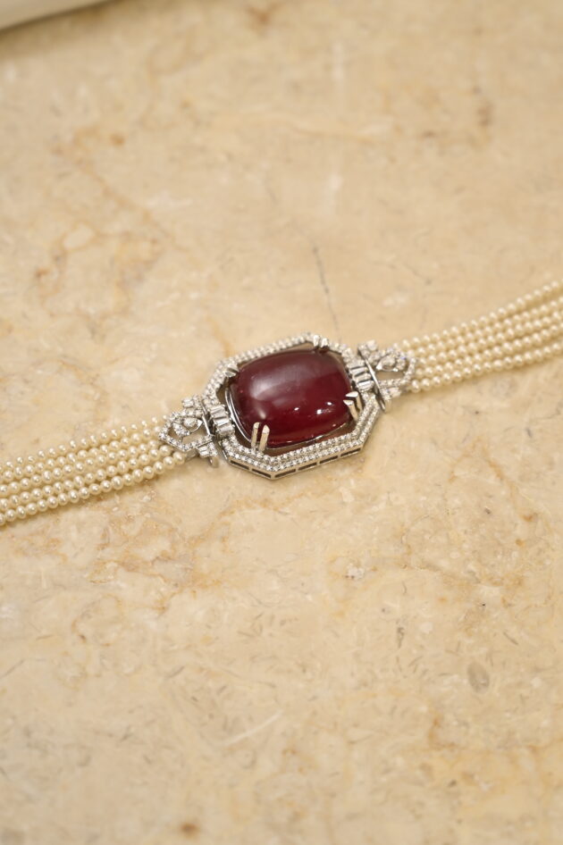 Tourmaline with Diamonds & Pearls Chic Choker - Image 3