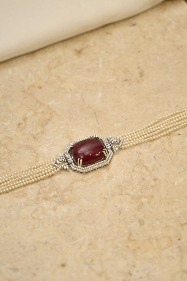 Tourmaline with Diamonds & Pearls Chic Choker - Image 4