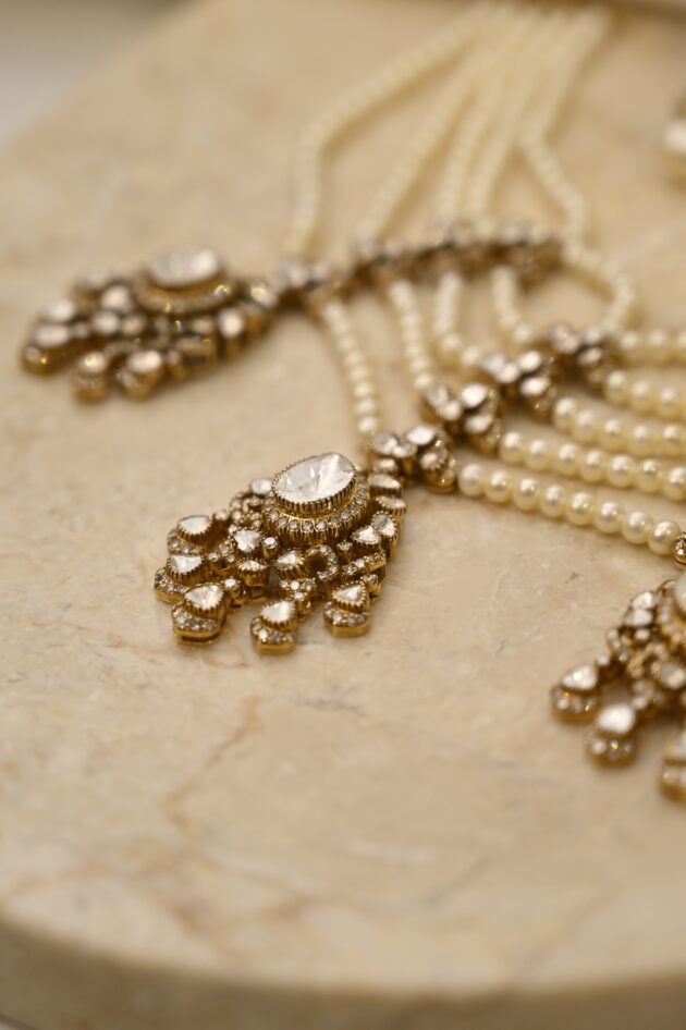 Large Polki & Pearl Diamond Necklace - Image 2