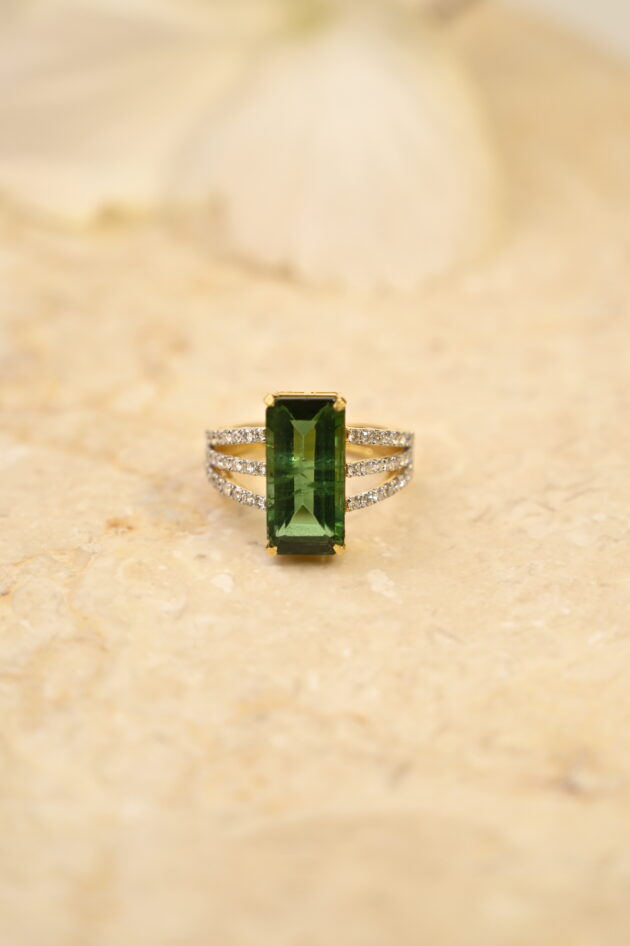 Verdelite Diamond Ring