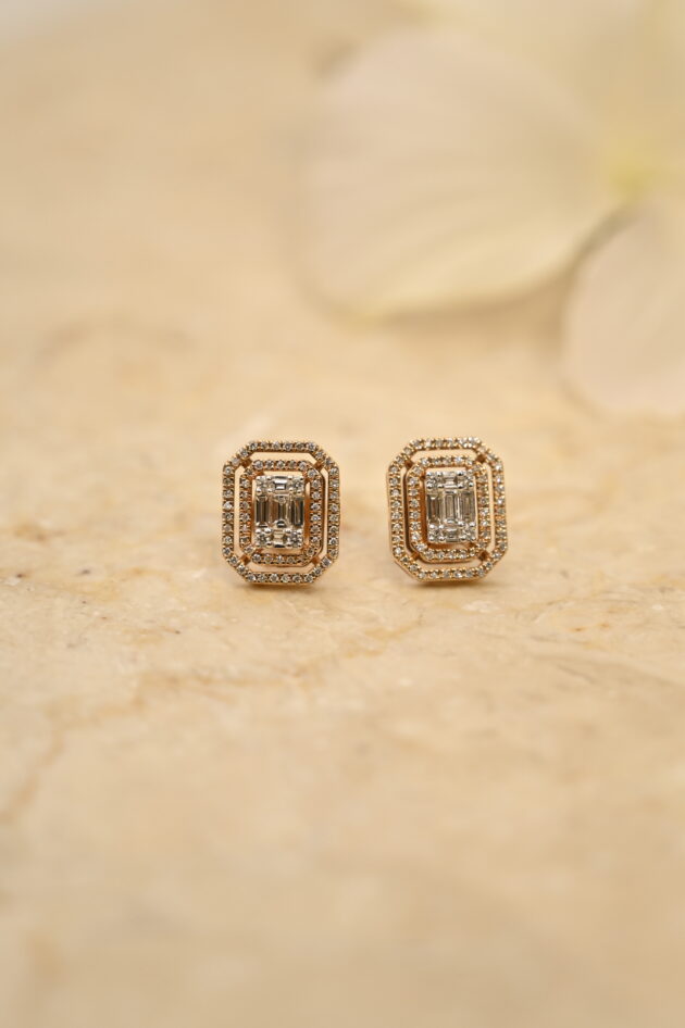 Baguette Setting  Diamond Studs