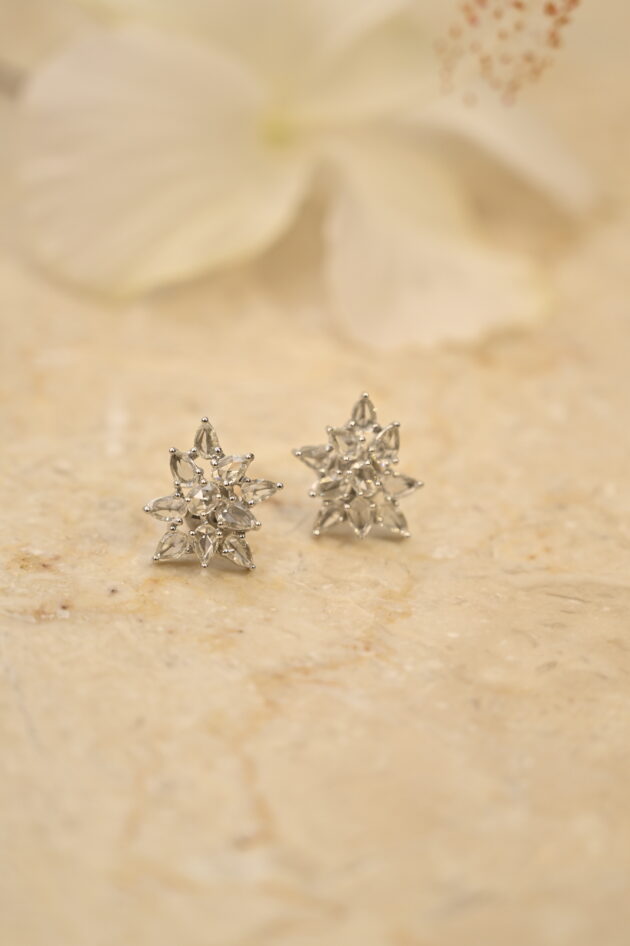 Rosecut Diamond Floral Earrings