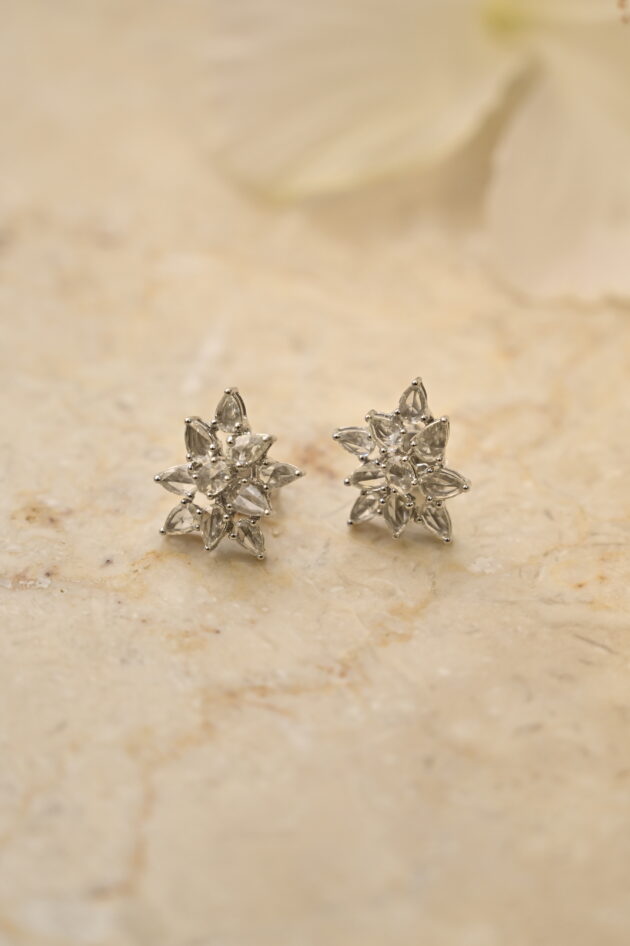 Rosecut Diamond Floral Earrings - Image 2