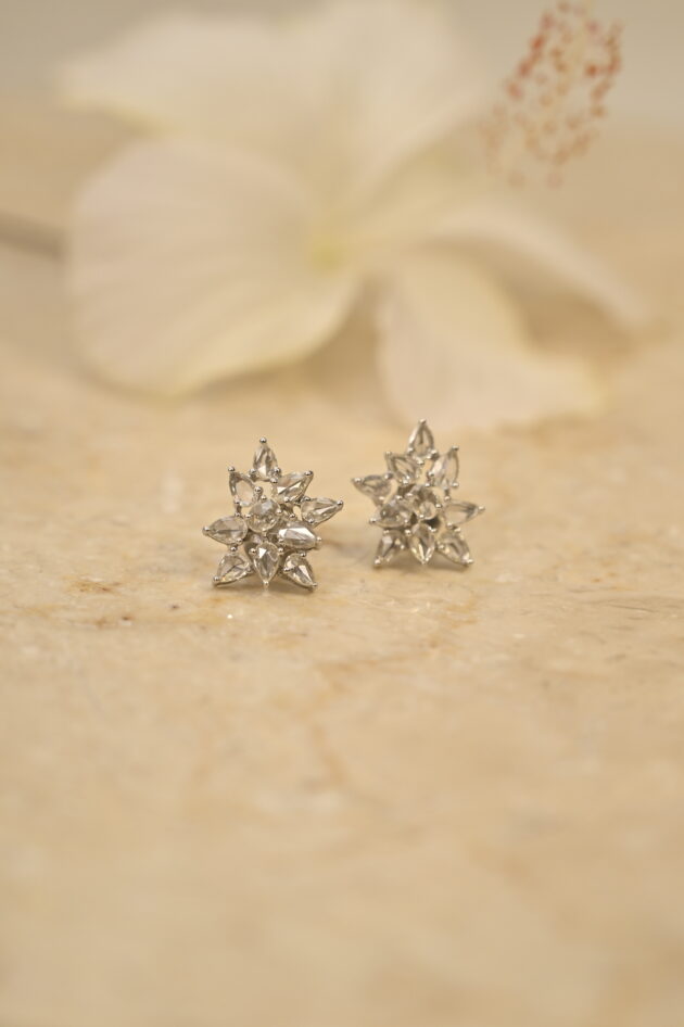 Rosecut Diamond Floral Earrings - Image 3