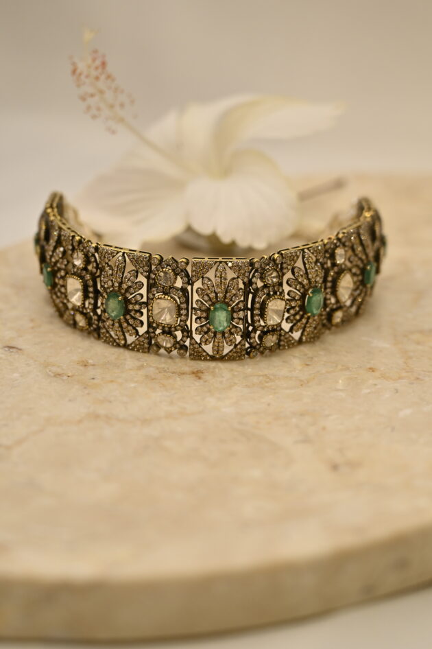 Polki & Emerald Victorian Chic Choker