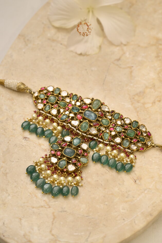 Antique Jadau Gemstone Necklace - Image 4