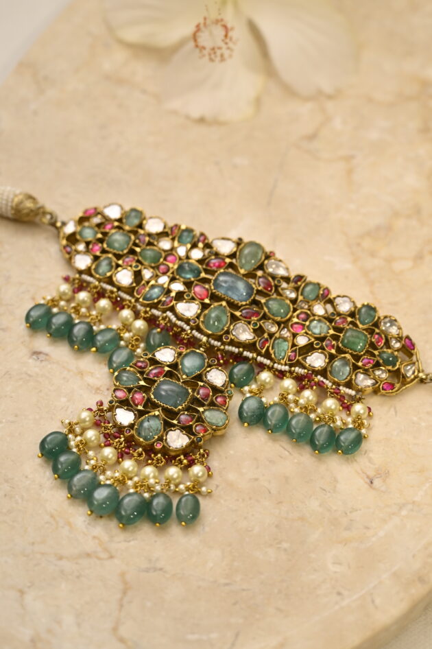 Antique Jadau Gemstone Necklace - Image 3